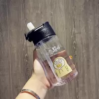 。网红带吸管水杯女学生韩版塑料杯子ins创意便携户外可爱茶杯450