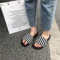 [清仓]10.8 韩版原宿街头黑白条纹拖鞋女夏港风ins学生外穿