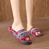 特价亚麻布艺布底布拖鞋情侣室内软底不伤地板静音春夏四季可机洗