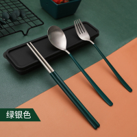 筷子勺子套装便携式ins风可爱不锈钢叉子三件套学生单人装餐具盒