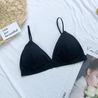 韩版小胸胸罩夏季薄款无钢圈法式三角杯文胸学生少女黑色细带内衣