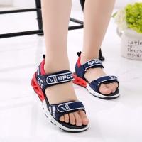 2020夏季新款韩版男童凉鞋中大童小学生男孩软底儿童弹簧沙滩鞋子 兰红色 28码内长17.6CM