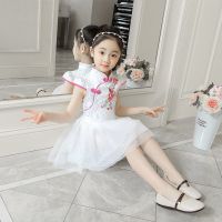 女童连衣裙夏装儿童装宝宝裙子公主裙夏季女孩裙子网纱裙4-7-12岁 521牡丹白色纱裙 110