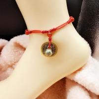 新款手工五帝铜钱手链正宗狗牙红玛瑙红绳本命年辟邪旺财脚链男女 A款一生平安(红绳转运辟邪)