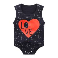 婴儿连体衣服夏季宝宝包屁衣无袖夏装男新生儿外套装春装6个月1岁 071#藏青红爱心 66