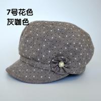 帽子女士秋季鸭舌帽户外妈妈帽子休闲八角渔夫帽中老年人时装帽 灰咖色