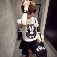 2020新款短袖T恤女装纯棉夏季韩版宽松胖MM大码卡通米奇半袖上衣 大脸米奇白色薄款 S(70-95斤)纯棉