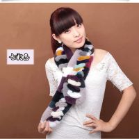 亏本清仓]真兔毛围巾女冬季韩版皮草围脖獭兔毛长款百搭网红 a款七彩色