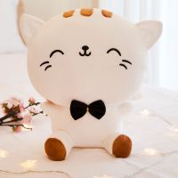 毛绒玩具可爱猫咪公仔大号儿童玩具睡觉抱枕布娃娃生日礼物女生 白色微笑 20CM全长30CM含尾巴