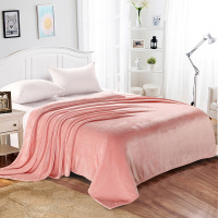 冬季毛毯被子加厚单人宿舍学生毯子珊瑚绒双人法兰绒床单薄毛巾被 韩国粉 150cm×200cm