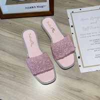 拖鞋女夏外穿时尚2020新款韩版亮片凉拖厚底室外沙滩鞋 粉色砖9288 36