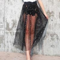 网纱半身裙女夏学生韩版仙女裙透明中长款高腰长裙单层套裙外搭潮 黑色 M码【腰围1.8-2尺】
