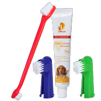 狗狗牙刷套装泰迪金毛除口臭去牙结石清洁工具宠物猫咪牙刷 双头牙刷+牙膏套装（送2个手指刷）