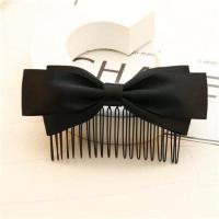 蝴蝶结发梳发饰韩国刘海梳发卡子头饰品发夹子倒插发插梳发叉黑色 黑色