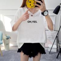 纯棉大码女装200斤胖mm夏季短袖T恤女宽松2021新款潮韩版v领上衣 白色[OH.YES] M[建议80-110斤]