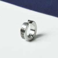 耳环男霸气潮流无耳洞耳钉男假生圆形磁铁耳钉单只假耳扣男女耳夹 长城纹耳夹银 1只装