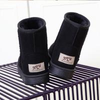 雪地靴女款短筒短靴2020加绒棉鞋女冬季学生加厚保暖鞋女雪地棉 黑色 35