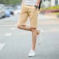 男装五分裤男夏天短裤 韩版修身薄款5分休闲短裤子 卡其[送腰带] 29