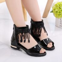 女童皮鞋儿童凉鞋 洋气女 高跟鞋公主鞋单鞋韩版中大童春秋新款 B7凉鞋黑色 27码内长16.5cm