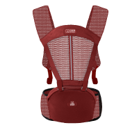 [可横抱多功能婴儿背带]宝宝多功能腰凳四季通用抱小孩抱娃神器 二合一腰凳背带透气 枣红色