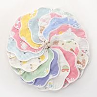 纯棉纱布花瓣围嘴双按扣口水兜宝宝口水巾新生儿用品婴幼儿围兜 提花1条装[花型随机]