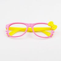 韩版潮儿童眼镜框宝宝眼镜无镜片男女童韩国小女孩眼镜架黑色 领结款粉色一个