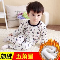 新款儿童保暖内衣套装0-5岁中小童冬季男女宝宝加绒睡衣秋衣秋裤 五角星 80码(建议65-75CM)