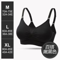 哺乳文胸孕妇内衣无钢圈聚拢防下垂前开扣喂奶胸罩大码春夏薄款 黑色 M(32/34)
