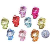 (8个装)彩色水晶kt猫儿童卡通配件小孩塑料宝石小玩具奖励礼物 3.2厘米吊孔小猫8个(8色)