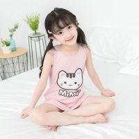 夏季2019女童睡裙儿童棉质家居服mimi猫可爱薄款女孩舒适睡衣睡裙 mimi猫女孩睡裙-粉色 110 (适合96-10