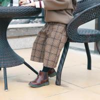 儿童喇叭裤春秋韩版女童格子毛呢阔腿裤九分裤子中小童装休闲裤潮 咖黄色 110cm/11码
