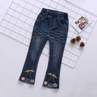 童装2020女童牛仔裤女童喇叭裤宽松型女童裤子女学生女童裤子 樱桃款 6码建议身高75~85cm