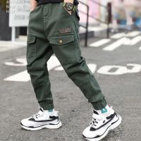 男童休闲长裤工装裤子2021中大童春秋新品儿童运动裤学生时尚潮 绿色工装裤 110