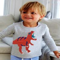2019纯棉童装长袖T恤春秋装女童宝宝儿童秋季中小孩童上衣打底衫 灰色鳄鱼 90