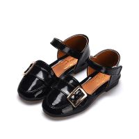 女童公主鞋中大童2020春夏儿童单鞋小女孩皮鞋学生韩版小女孩凉鞋 黑色 26码内长16.5CM