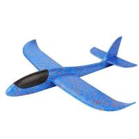 大号手抛飞机带灯闪光耐摔泡沫飞机回旋滑翔机亲子户外儿童玩具 迷彩蓝 30cm平飞+回旋