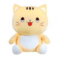 可爱猫咪毛绒玩具公仔斑布猫玩偶睡觉床上抱枕生日礼物儿童玩具 24CM黄色