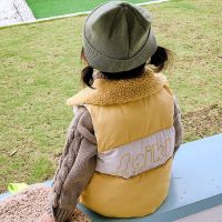 新款宝宝马甲冬季加厚中小男女童洋气儿童棉背心外穿时尚羊羔坎肩 黄色 100 [偏小一个码]