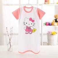 婴儿睡袍夏宝宝睡袋纯棉儿童防踢被1宝宝多功能连体睡裙0-2-3月岁 短袖白底粉色 73cm(73码参考66-73cm)