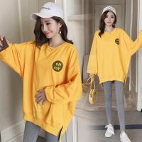 [断码清]孕妇装冬装套加绒保暖卫衣中长款孕期宽松上衣连衣裙 黄色上衣(加绒) M