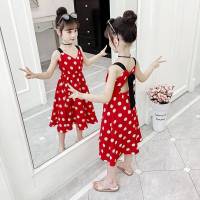 女童连衣裙洋气2020夏装新款儿童吊带裙子夏季网红女孩雪纺公主裙 红色吊带 110 码建议身高100厘米左右