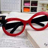 潮儿童眼镜框无镜片黑小花朵卡通眼镜架男女童可爱宝宝眼睛框 红框黑脚 送镜袋