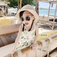 女童2019新款夏装吊带儿童休闲薄款牛油果绿连衣裙露肩两色连衣裙 白色 100