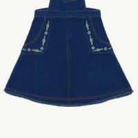 女童牛仔背带裙春秋新款洋气绣花背带裙女孩中大童时尚吊带裙子潮 毛边背带裙 110 正码