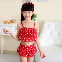 [男童女童泳衣]新款韩国婴儿比基尼套装宝宝分体中大童泳衣泳裤 女童 红色 女童均码(适合身高90-140)