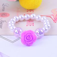 儿童小女孩公主宝宝可爱卡通苏菲亚艾莎KT猫仿珍珠手链手镯手环饰 1#玫瑰(赠品务必联系客服才送