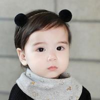 韩国韩版婴儿头饰发带 可爱0-1宝宝生日头花儿童发饰饰品公主头箍 球球黑色