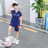 男童夏季短袖套装中大儿童运动二件套世界杯儿童装足球服 男童运动套装藏兰色 120