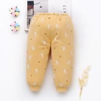 婴儿秋冬款保暖长裤宝宝夹棉加厚裤子男童女童纯棉可开裆棉裤外出 保暖裤 小鸟复古黄 66cm[建议身高60-70cm]