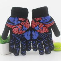 儿童手套冬保暖宝宝双层女童加厚小孩五指中大童加绒男孩学生骑行 印胶小号蜘蛛侠 建议3-7岁